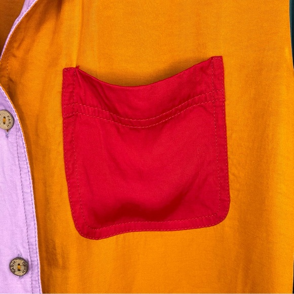 Farm Rio for Anthropologie Puff Sleeve Button Down Women’s M Color Block - Picture 8 of 16